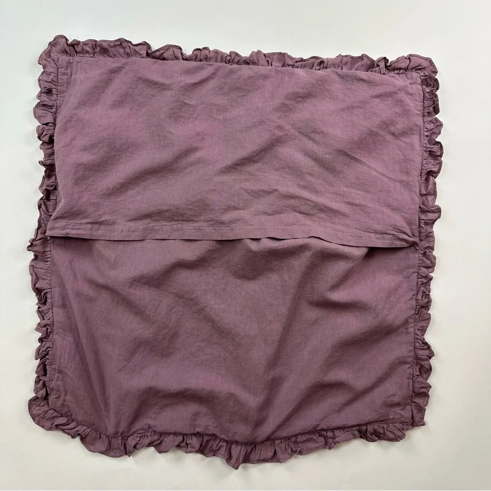Tahari Home Lavender Shabby Chic Lace Trim Linen Cotton Euro Pillow Sham